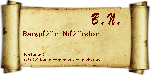 Banyár Nándor névjegykártya